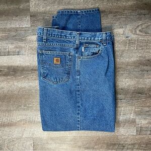 Carhartt Men's Relaxed Straight Leg Fit Denim Jeans 48 X 32 Blue Wash Patch